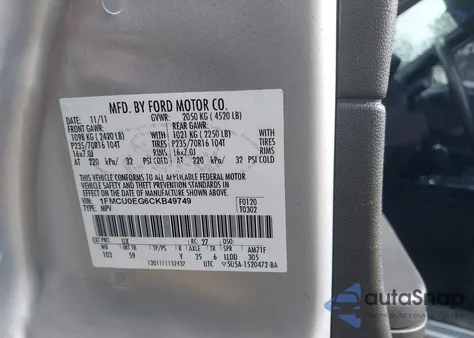 2012 Ford Escape Limited из США, поврежденный, VIN 1FMCU0EG6CKB49749